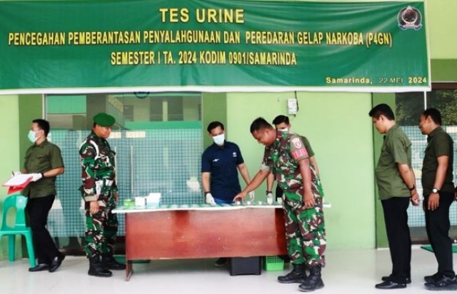 Kodim 0901/Samarinda Gelar Tes Urine Dadakan