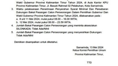 KPU Kaltim jalur perseorangan