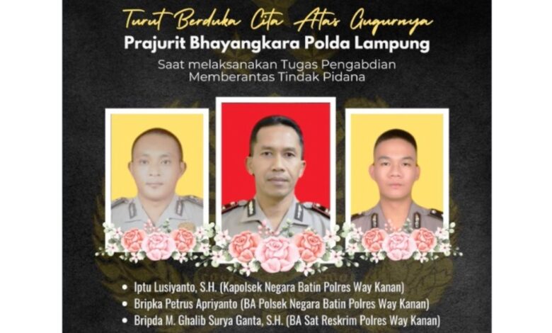 tiga polisi tewas Lampung