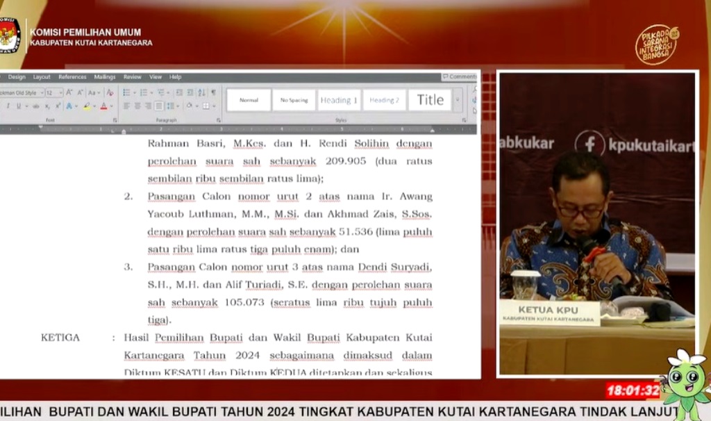 Pleno Hasil PSU Kukar