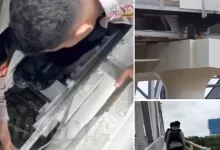 polisi padamkan api Jembatan Mahakam