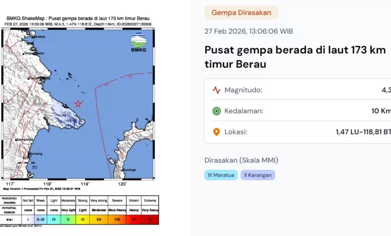gempa berau terkini