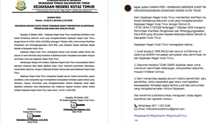 surat palsu kejari kutim
